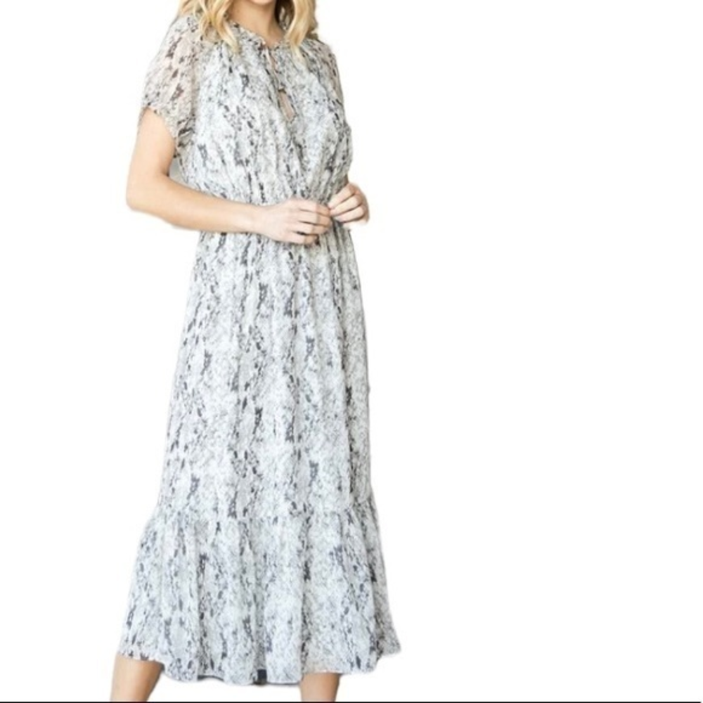 GeeGee Stacy Curvy Flowy Silver White Snakeskin Look MIDI Dress Size 3X NWT